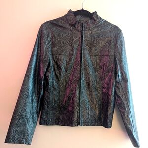 Utex Cyclone Black Snakeskin Faux Leather Jacket Medium